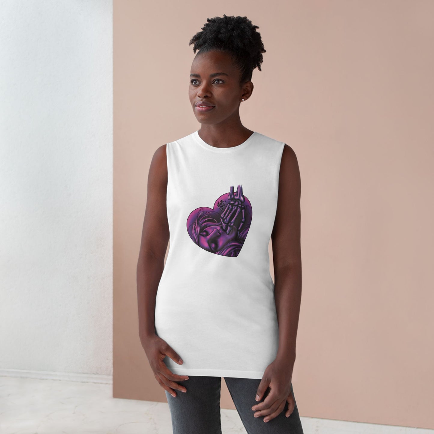 "Sucker for the Villain" Unisex Skeleton PINK Heart Tank Top