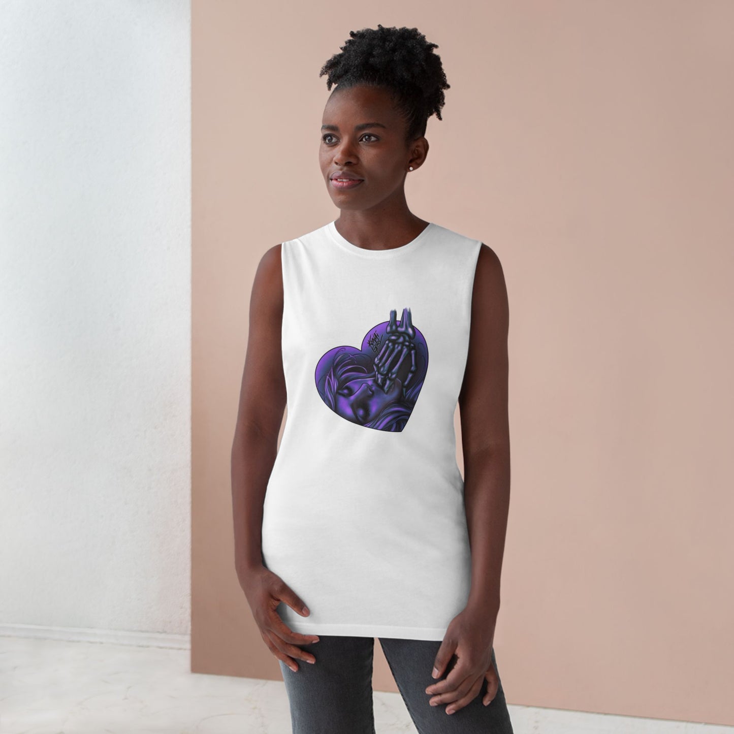 "Sucker for the VIllain" Unisex Tank Top with PURPLE Heart Graphic