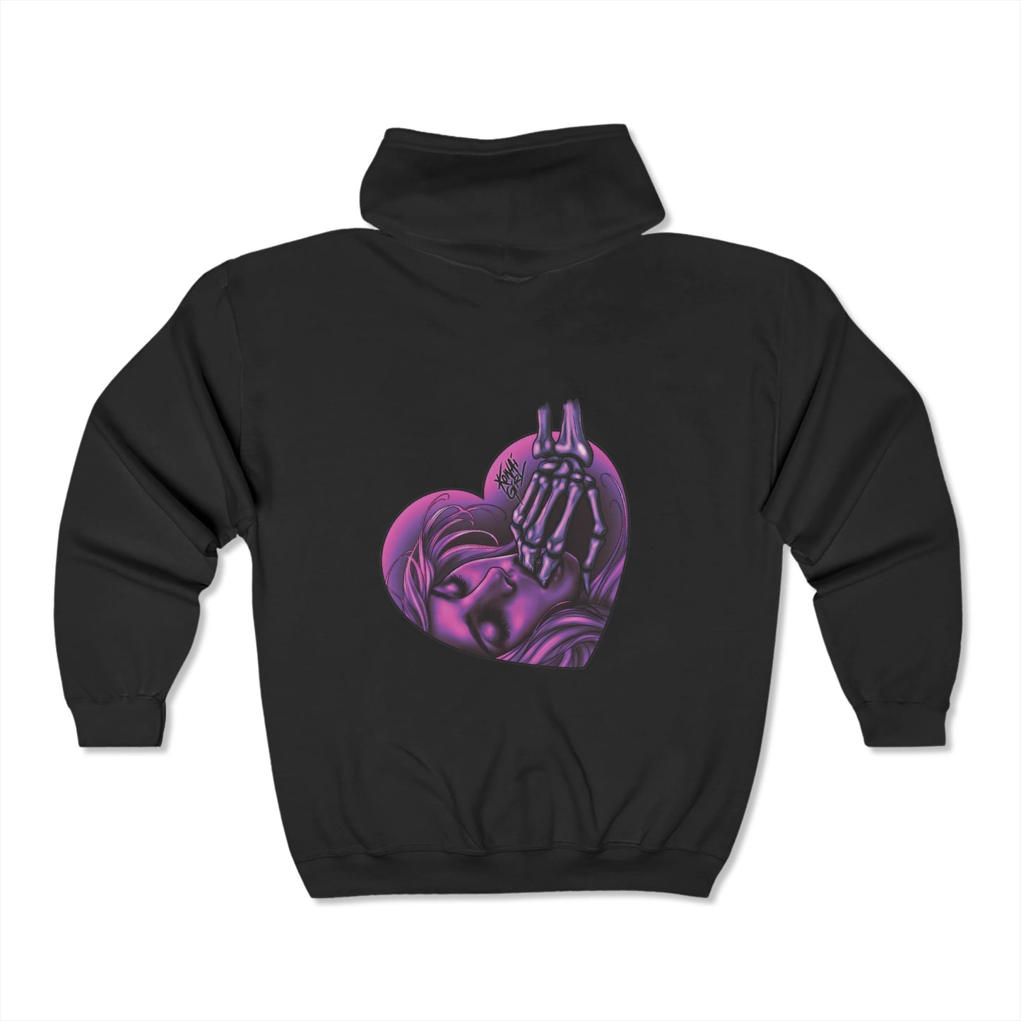 "Sucker for the Villain" PINK Heart Graphic Zip-Up Hoodie