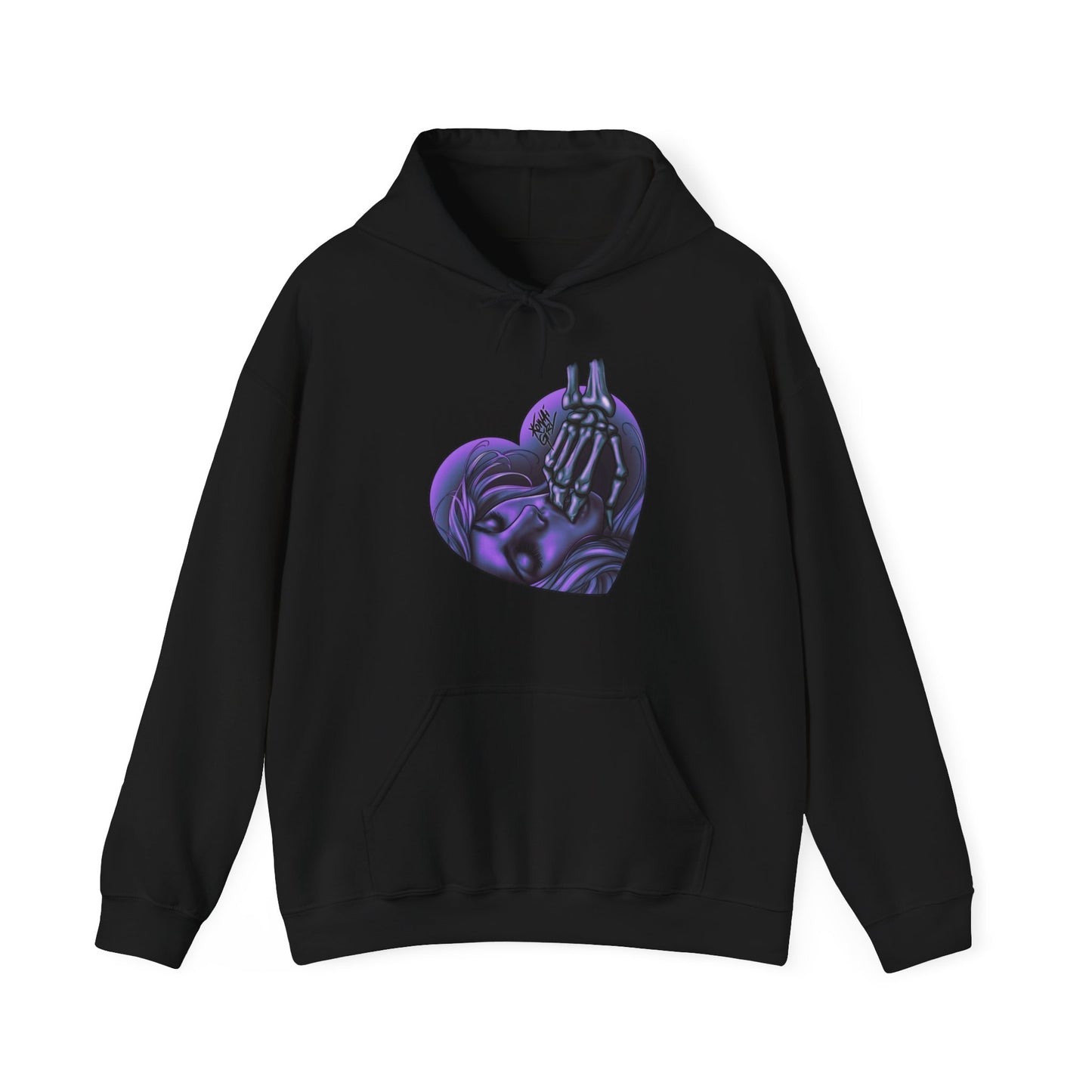 "Sucker for the Villain" PURPLE Heart Unisex Hooded Sweatshirt - FRONT PRINT ONLY
