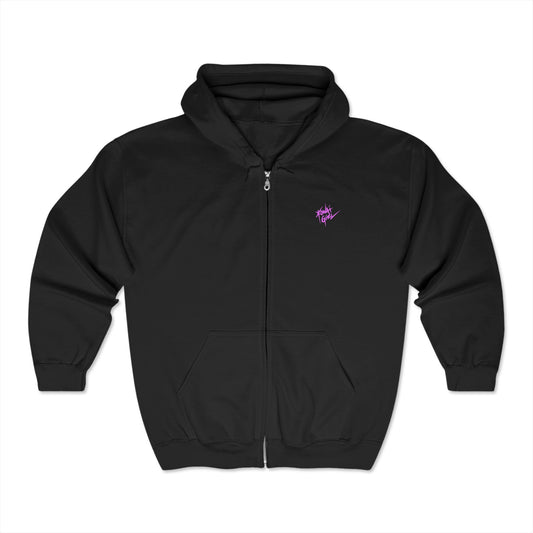 "Sucker for the Villain" PINK Heart Graphic Zip-Up Hoodie