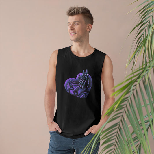 "Sucker for the VIllain" Unisex Tank Top with PURPLE Heart Graphic