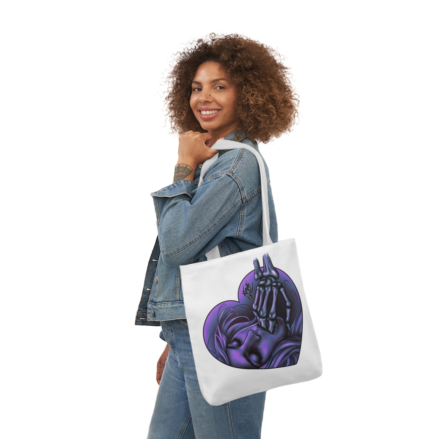 "Sucker for the Villain" Tote Bag with PURPLE Heart and Graffiti Design | Perfect for Kawaii Girls
