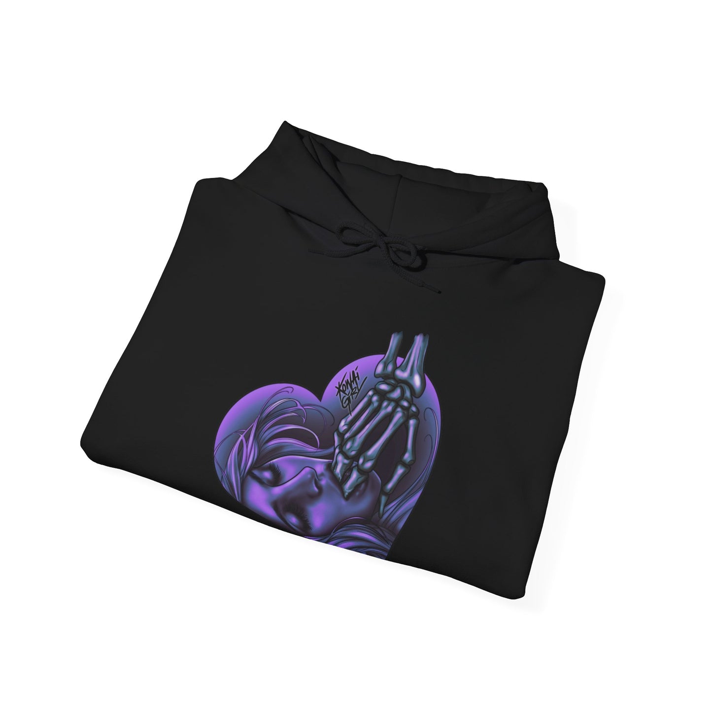 "Sucker for the Villain" PURPLE Heart Unisex Hooded Sweatshirt - FRONT PRINT ONLY