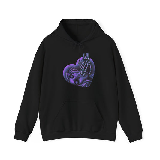 "Sucker for the Villain" PURPLE Heart Unisex Hooded Sweatshirt - FRONT PRINT ONLY