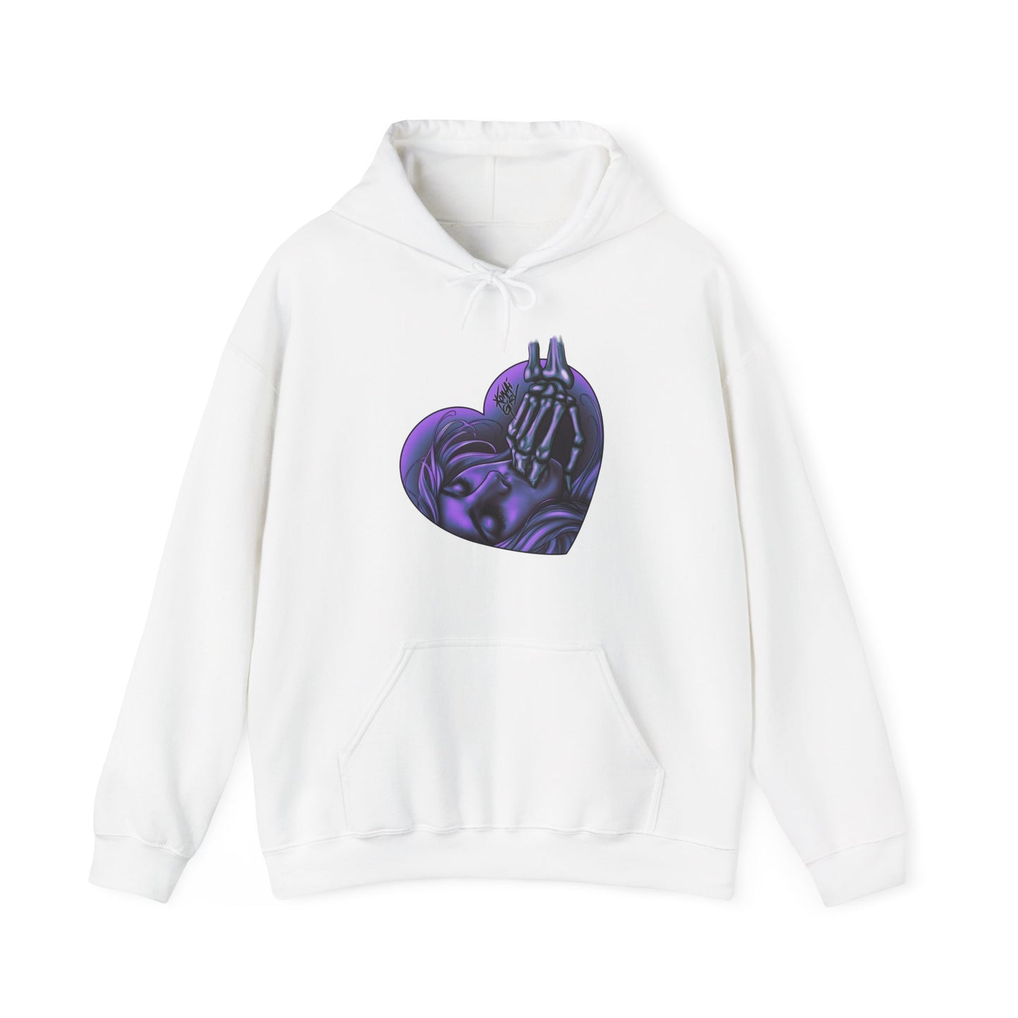 "Sucker for the Villain" PURPLE Heart Unisex Hooded Sweatshirt - FRONT PRINT ONLY