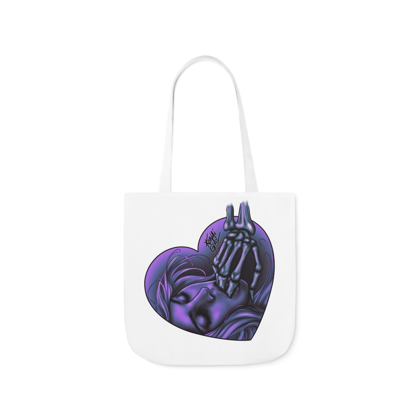"Sucker for the Villain" Tote Bag with PURPLE Heart and Graffiti Design | Perfect for Kawaii Girls