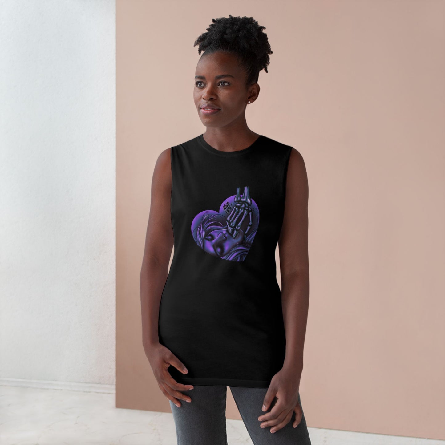 "Sucker for the VIllain" Unisex Tank Top with PURPLE Heart Graphic